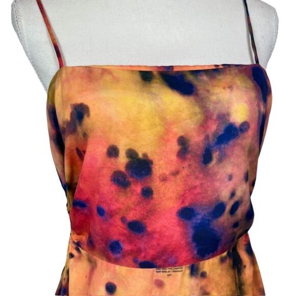 Rokh Women's Orange Tie Dye Open Side Spaghetti Strap Top Size 10 (FR42) - Picture 2 of 12